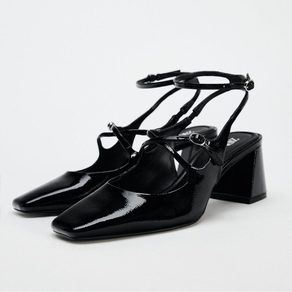 Zara Patent Leather Block Heel - Picture 1 of 11